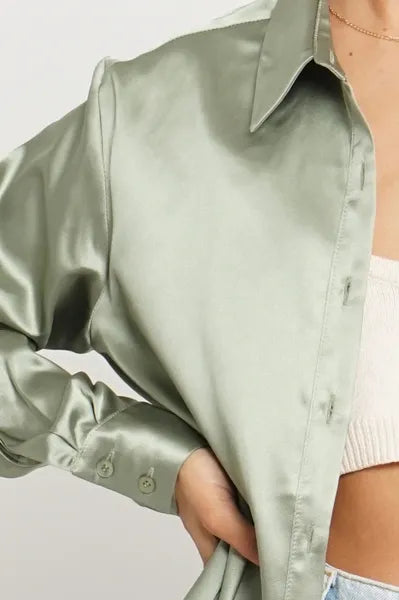 Sage N Satin Button Down Top