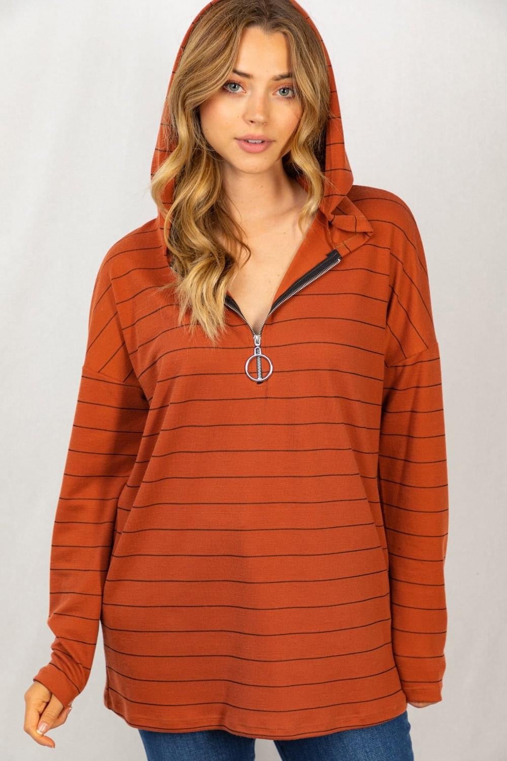 Fallin' For You Quarter Zip Pullover (S-XL) - Brynn & Rae Boutique