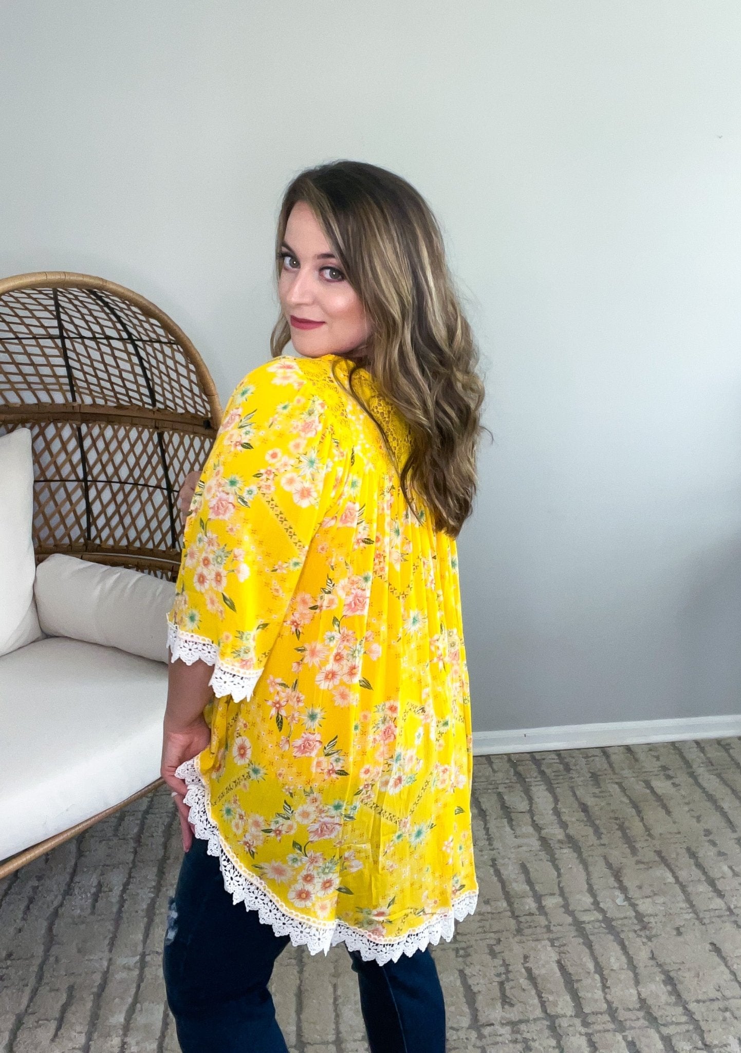 Women's Key to my Heart Floral Kimono - Brynn and Rae Boutique